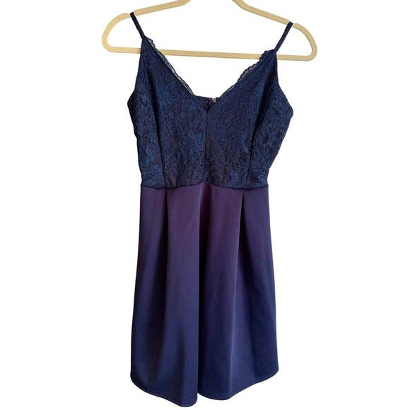 Charlotte Russe Y2K Navy Lace Skater Dress NWT Large - Picture 4 of 6
